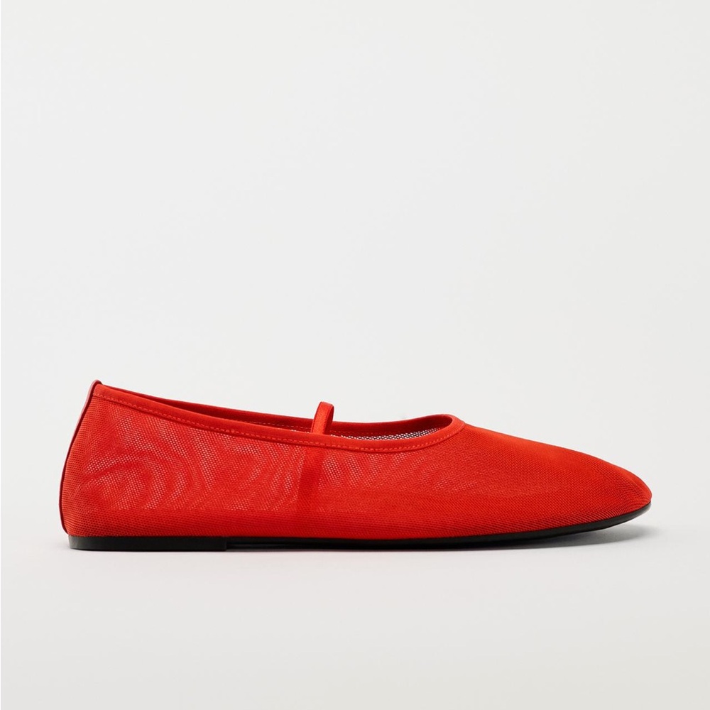 NWT Zara Women’s Red Mesh Ballet Flats size 7 1/2